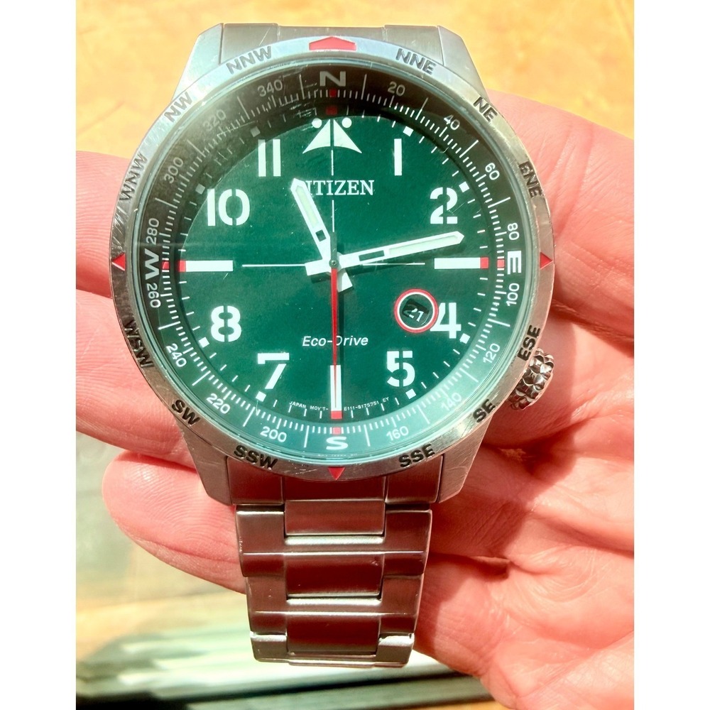 Citizen Avion Eco-Drive Pilot Watch E111-S128269 Stainless Steel Runs